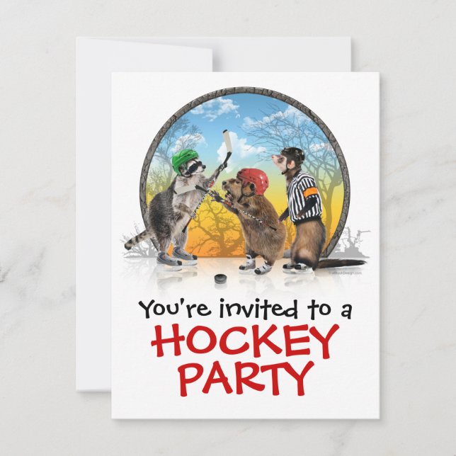 Hockey Critter Classic Party Invitation (Front)