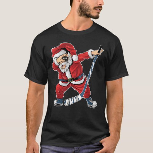 Hockey Dabbing Santa Claus Christmas T_Shirt