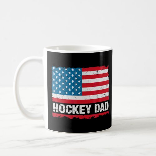 Hockey Dad America Us Flag Patriot Vintage  Coffee Mug