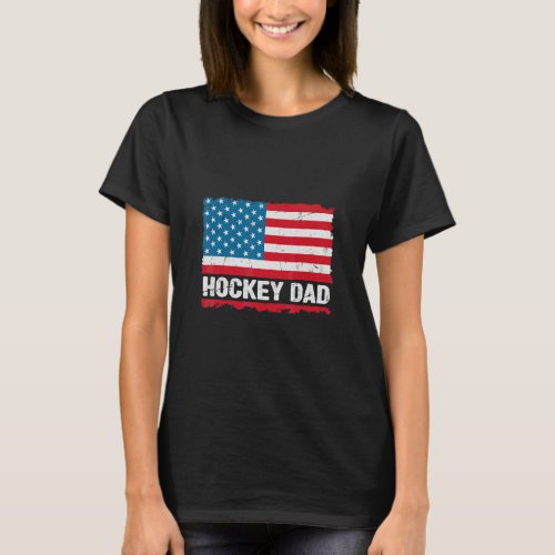 Hockey Dad America Us Flag Patriot Vintage  T_Shirt