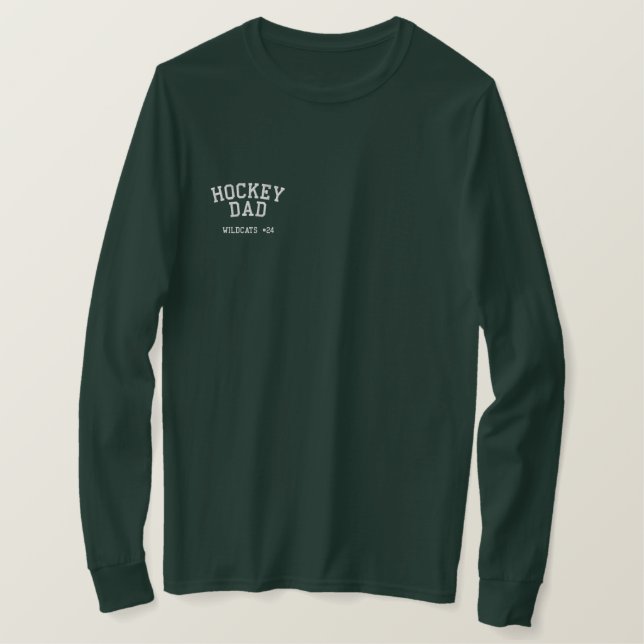Hockey Dad Custom Personalized  Embroidered Long Sleeve T-Shirt (Design Front)