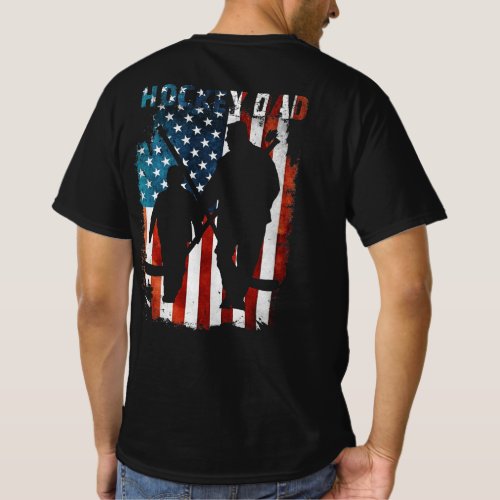 Hockey Dad Fathers Day USA Flag T_Shirt