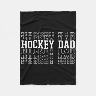 Hockey Dad Funny Layered Text Father Coach Player Fleece Blanket