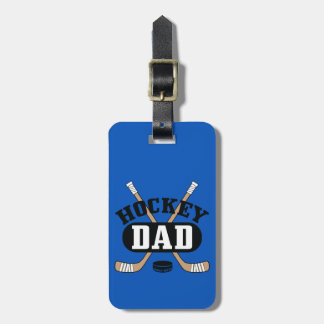 Hockey Dad Hockey Sticks and Puck Blue Luggage Tag