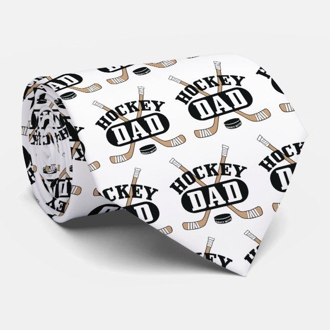 Hockey Dad Hockey Sticks and Puck Neck Tie (Rolled)