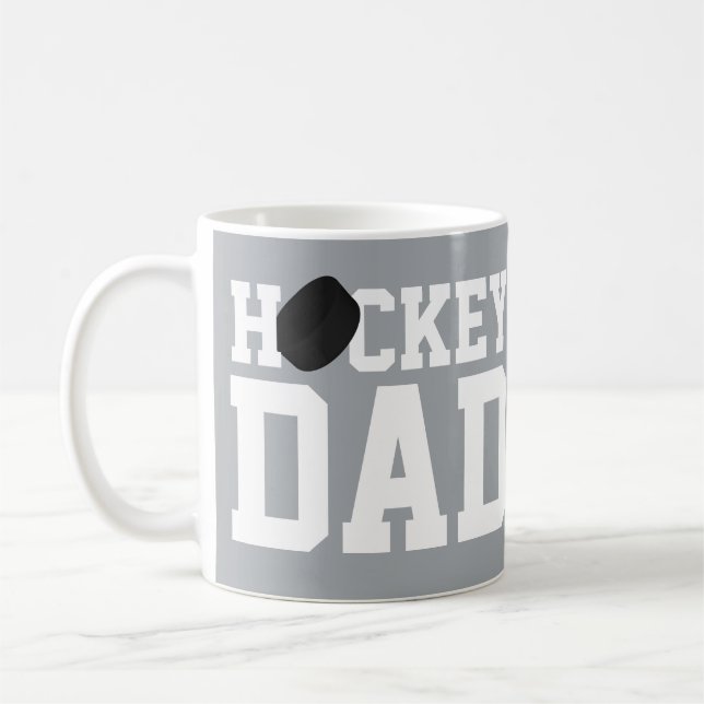 Hockey Dad Sports Ice Hockey Puck Coffee Mug (Left)