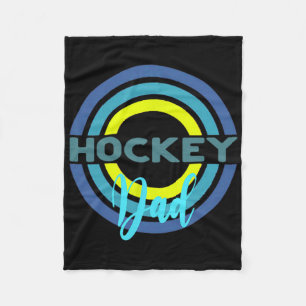 Hockey Dad With Modern Hockey Circles Fleece Blanket