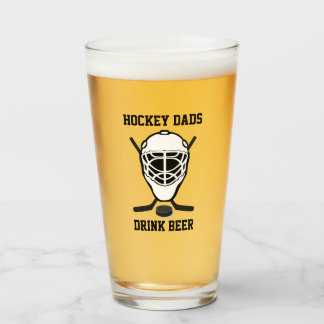Hockey Dads Drink Beer Cute Funny Sports Men Glass