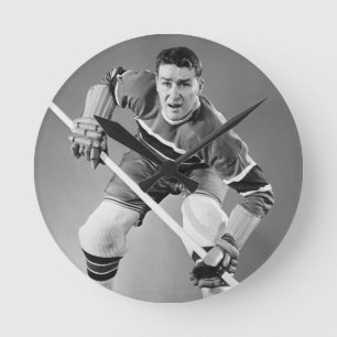 Hockey Defenseman Round Clock