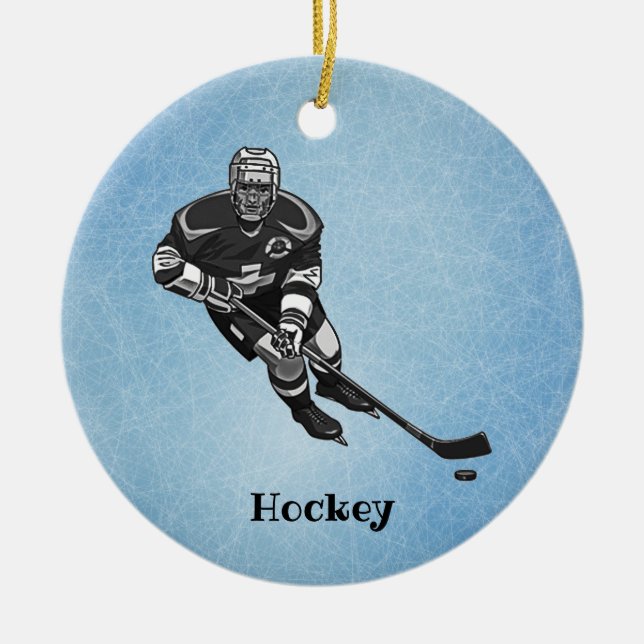 Hockey Design Ceramic Ornament (Front)