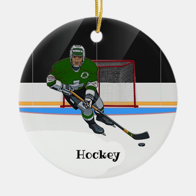 Hockey Design Ceramic Ornament (Front)
