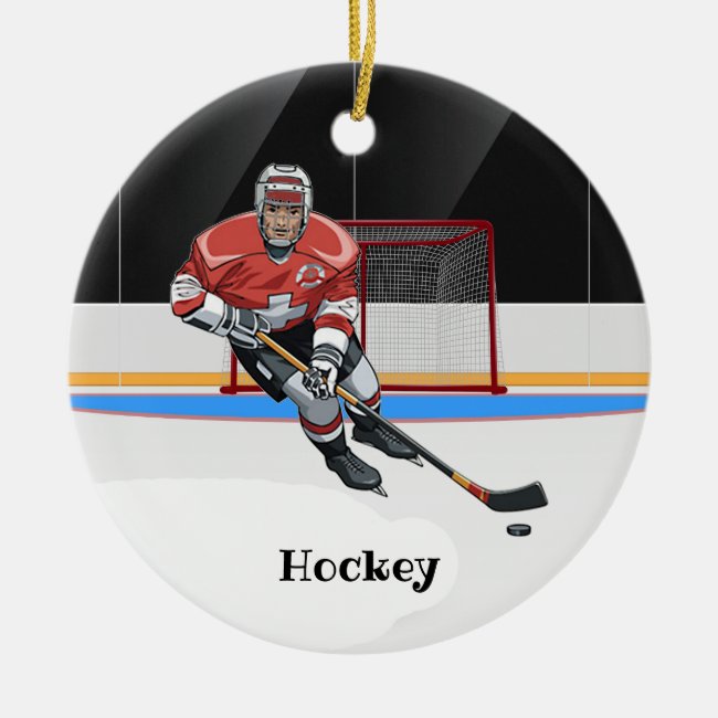 Hockey Design Ceramic Ornament