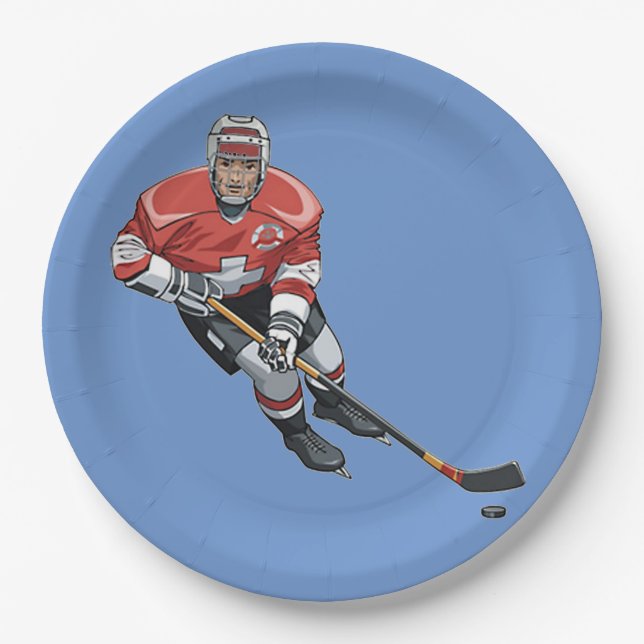 Hockey Design Paper Party Plate (Front)