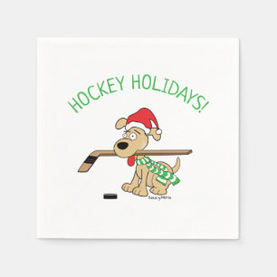 Hockey Dog Christmas Napkins