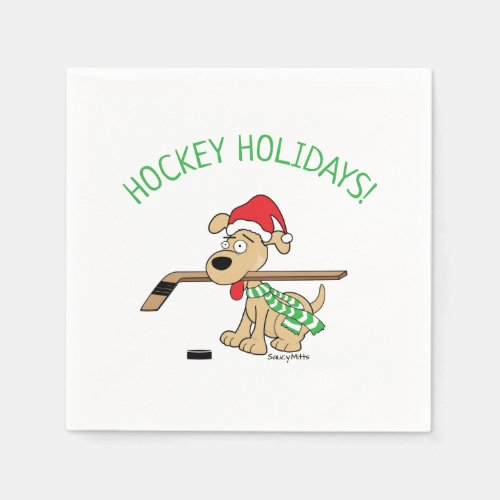 Hockey Dog Christmas Napkins
