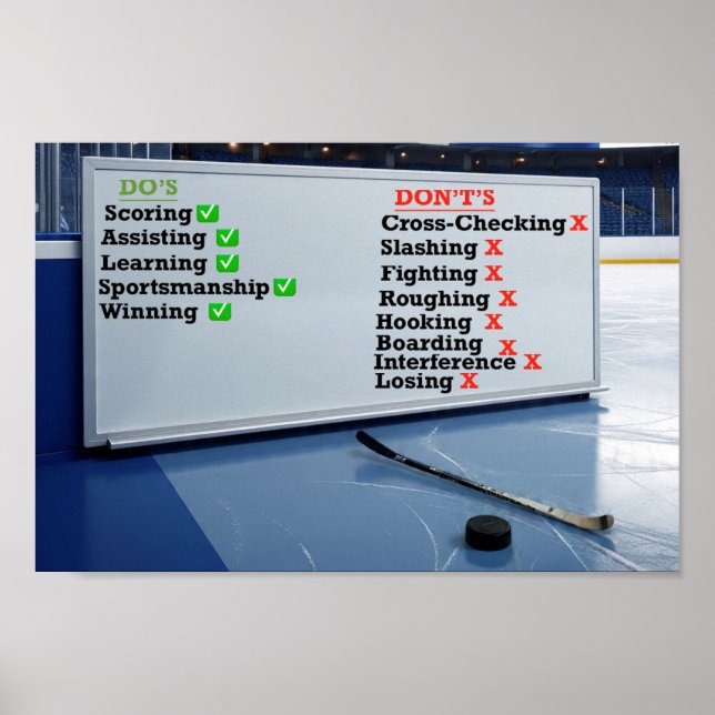 Hockey Do's and Don'ts Whiteboard Poster (Front)