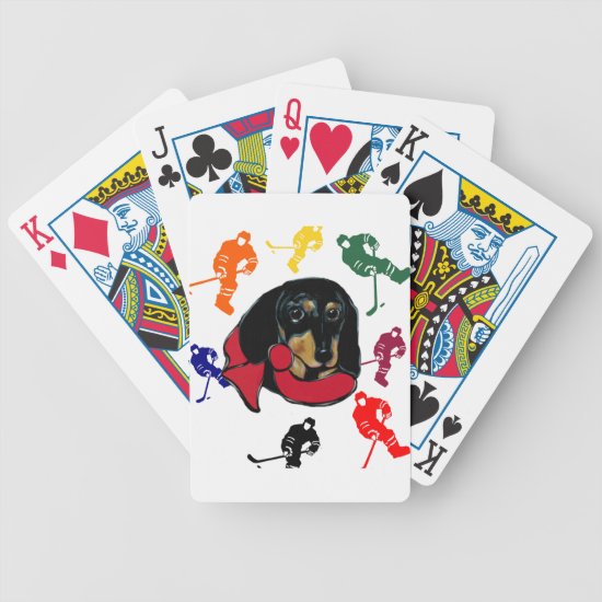 Hockey Doxie Bicycle Playing Cards