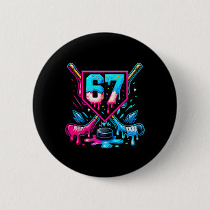 Hockey Drip 6 7 Number 67 Six Seven Meme Men Boys  Button