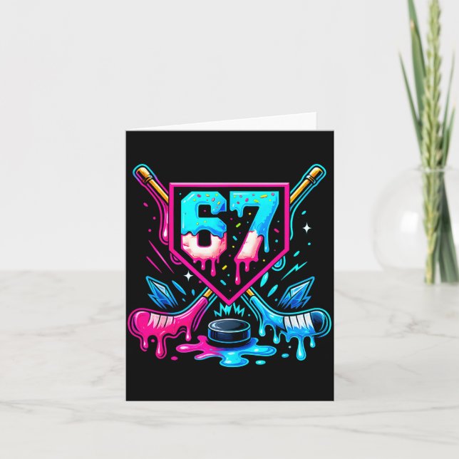 Hockey Drip 6 7 Number 67 Six Seven Meme Men Boys  Card (Front)