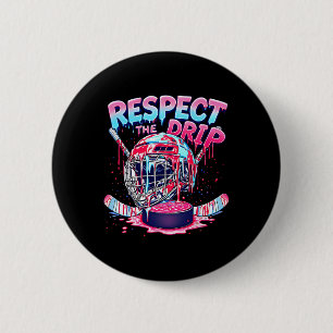 Hockey Drip For Boys Ice Cream Drip Youth Kids Fun Button