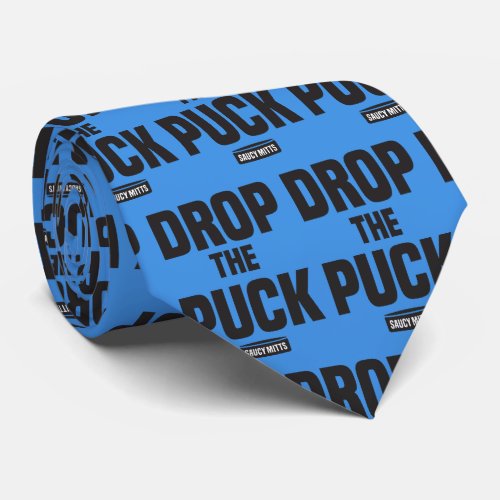 Hockey Drop the Puck Blue Tie