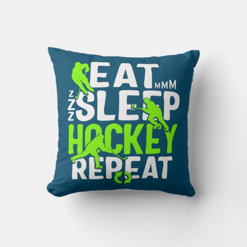 Hockey Eat Sleep Hockey Repeat Coach Hockey Mom Throw Pillow