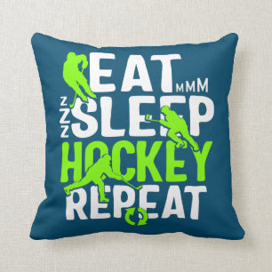 Hockey Eat Sleep Hockey Repeat Coach Hockey Mom Throw Pillow
