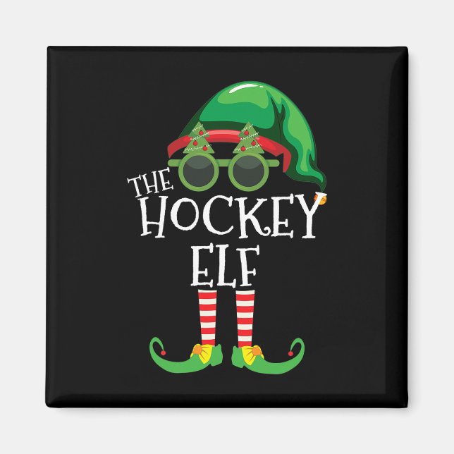 Hockey Elf Matching Christmas Group Party Pjs Fami Magnet (Front)
