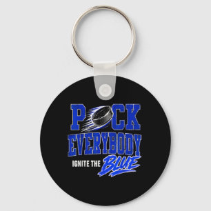Hockey Enforcer Blue Vintage Keychain