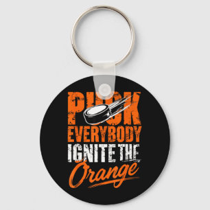 Hockey Enforcer Orange Funny Hockey Sport Keychain