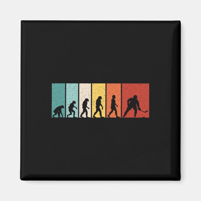 Hockey Evolution Retro Ice Hockey Player Men Boys  Magnet (Front)