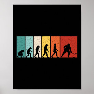 Hockey Evolution Retro Ice Hockey Player Men Boys Poster