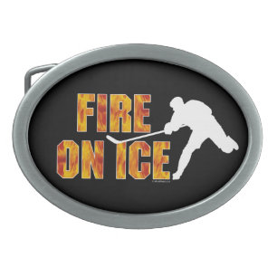 Hockey Fire On Ice Belt Buckle