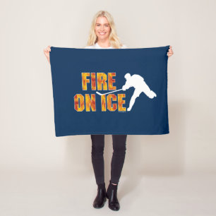 Hockey Fire On Ice Fleece Blanket