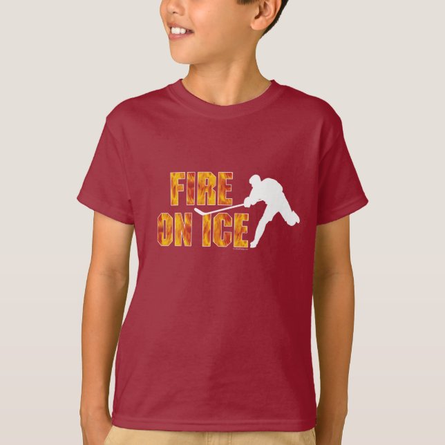 Hockey Fire On Ice T-Shirt (Front)