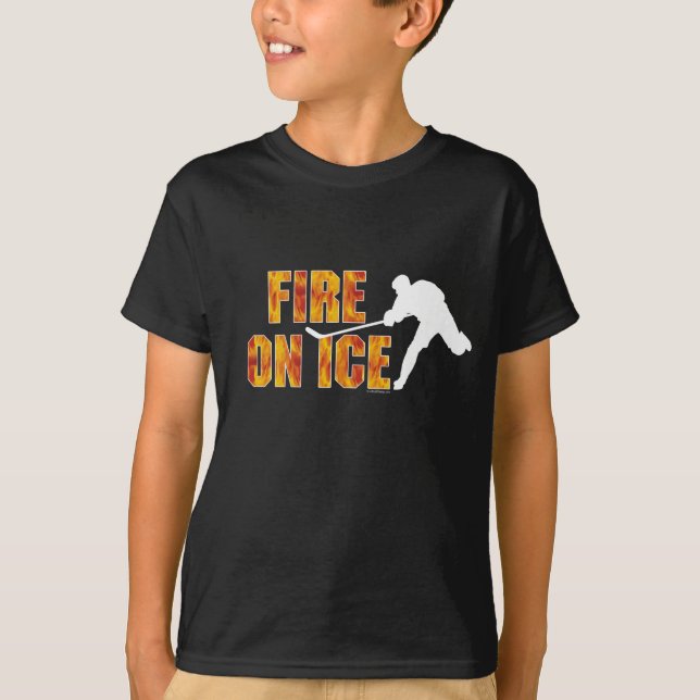 Hockey Fire On Ice T-Shirt (Front)