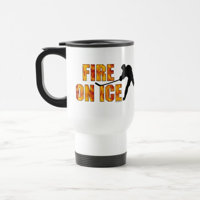 Hockey Fire On Ice Travel Mug (Left)