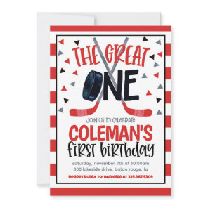Hockey First Birthday Invite