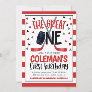 Hockey First Birthday Invite