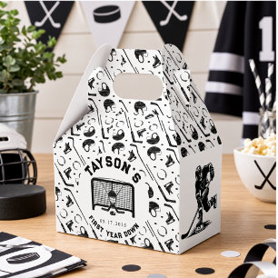 Hockey First Year Down 1st Birthday Favor Boxes