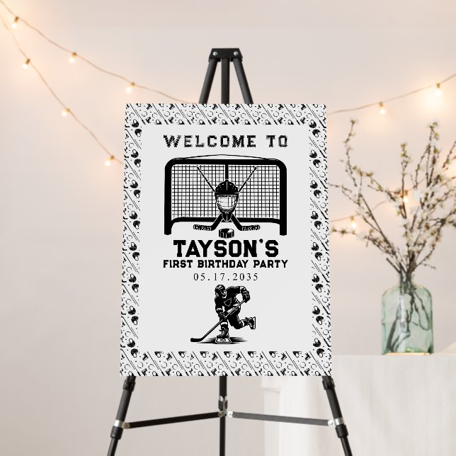 Hockey First Year Down 1st Birthday  Foam Board (In Situ (Stand))