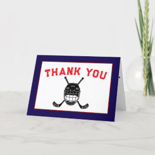 Hockey First Year Down 1st birthday Letterpress Thank You Card