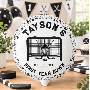 Hockey First Year Down 1st Birthday Paper Balloon