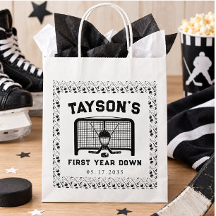 Hockey First Year Down 1st Birthday Paper Favor Bag