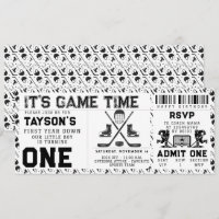 Hockey First Year Down 1st Birthday Ticket