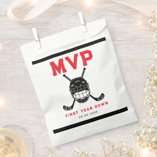 Hockey First Year Down Favor Bag – 1st Birthday  (Clipped)