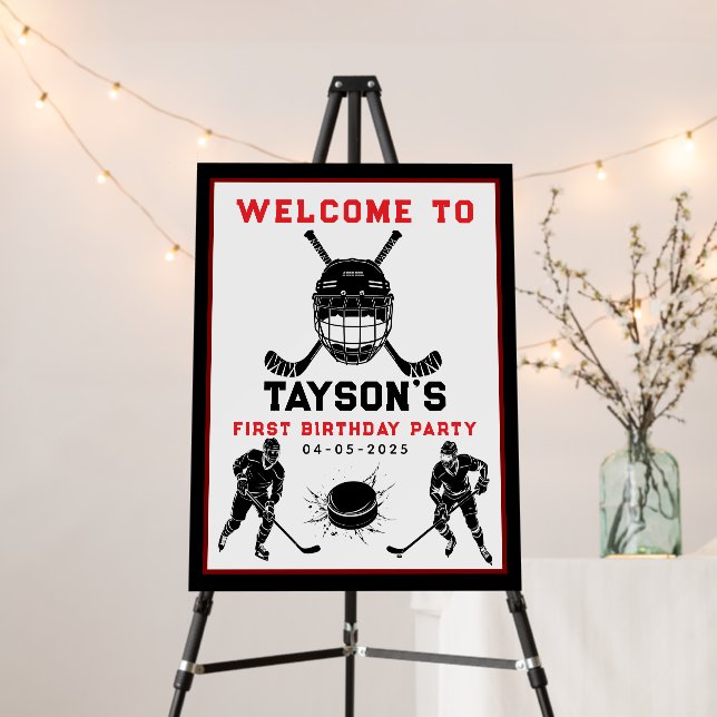 Hockey First Year Down Foam Board – 1st Birthday  (In Situ (Stand))