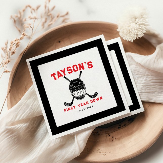Hockey First Year Down Napkins – Sports-Themed 1st (Creator Uploaded)