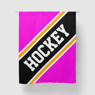 HOCKEY Fun Bright Pink Black Orange Racing Stripes Blackout Curtains