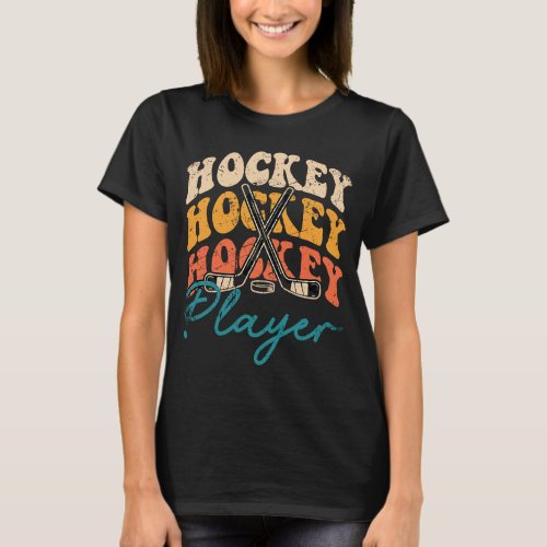 Hockey Funny Hockey Frisbee Player Retro Vintage 7 T_Shirt